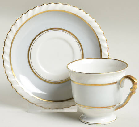 French Gray Footed Demitasse Cup & Saucer Set