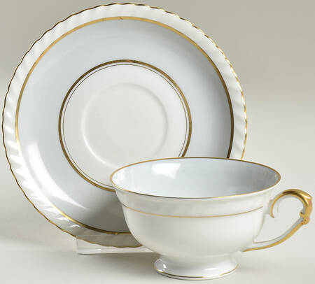 French Gray Footed Cup & Saucer Set