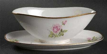 Franconia Rose Gravy Boat with Attached Underplate