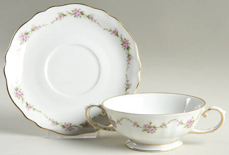 Gloria Footed Cream Soup Bowl & Saucer Set by Franconia-Krautheim & Adelburg