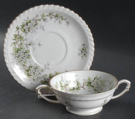 Hawthorn Footed Cream Soup Bowl & Saucer Set