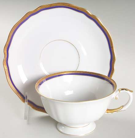 La Marquise (Blue Cobalt Band) Footed Cup & Saucer Set