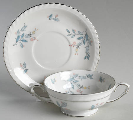 Laurel Oak Footed Cream Soup Bowl & Saucer Set