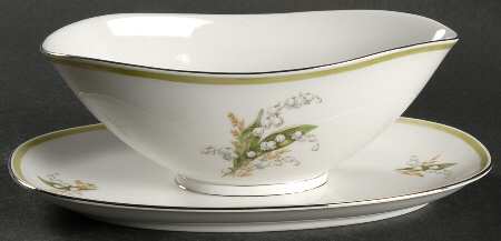 Lily of The Valley Gravy Boat with Attached Underplate