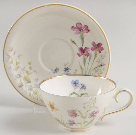 Meadow Flowers Footed Demitasse Cup & Saucer Set