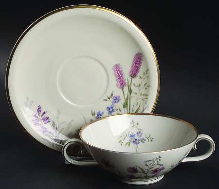 Meadow Flowers Footed Cream Soup Bowl & Saucer Set