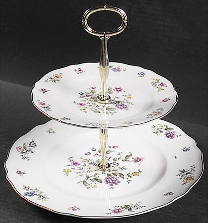 Millefleurs 6 5/8"-10"  2 Tiered Serving Tray (Dp, Sp) HC