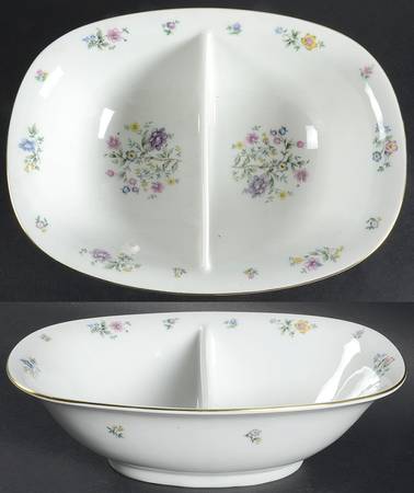 Millefleurs 10" Oval Divided Vegetable Bowl
