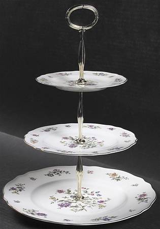 Millefleurs 13 7/8"-14 1/4" 3-Tiered Serving Tray(DP,SP,BB) HC