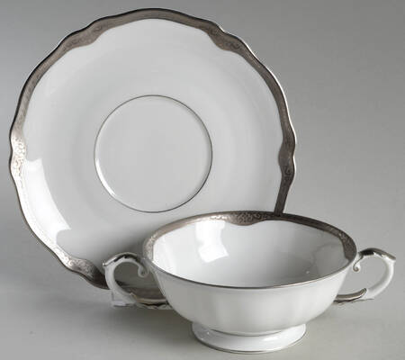Platina Footed Cream Soup Bowl & Saucer Set by Franconia-Krautheim & Adelburg
