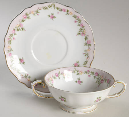 Rosalie Footed Cream Soup Bowl & Saucer Set