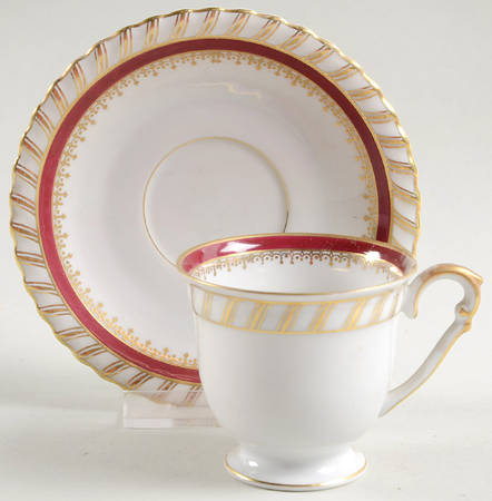 Ruby (Gold Verge Line) Footed Demitasse Cup & Saucer Set