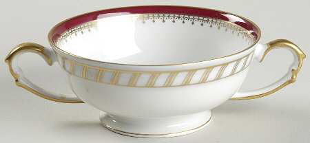 Ruby (Gold Verge Line) Footed Cream Soup Bowl
