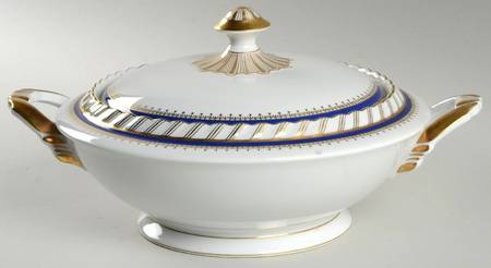 Sapphire Blue (Gold Gadroon Edge) Round Covered Vegetable
