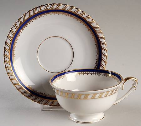 Sapphire Blue (Gold Gadroon Edge) Footed Cup & Saucer Set