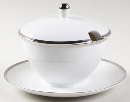 Silver Crown Gravy Boat w/Attached Underplate & Lid