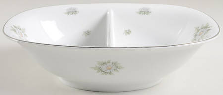 Silver Thistle 10" Oval Divided Vegetable Bowl