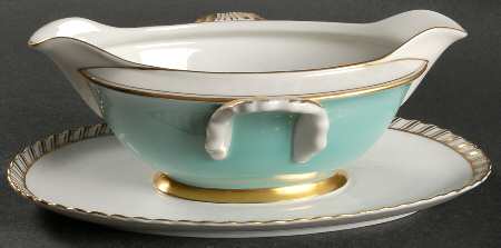Turquoise Gravy Boat with Attached Underplate