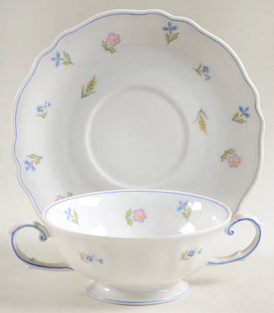 Virginia Footed Cream Soup Bowl & Saucer Set by Franconia-Krautheim & Adelburg