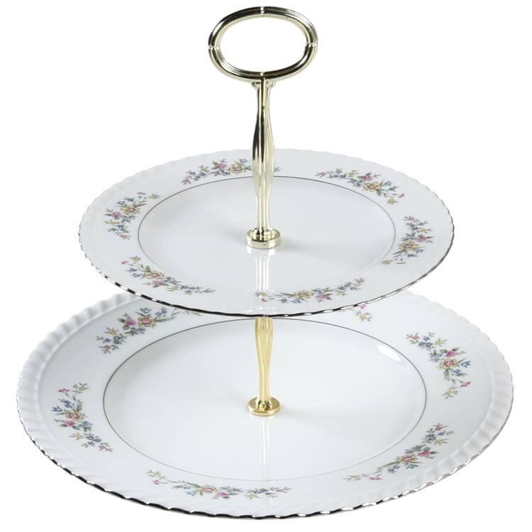 Woodfield 6 5/8"-10"  2 Tiered Serving Tray (Dp, Sp) HC