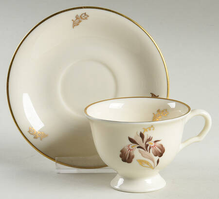 Brown Iris Footed Demitasse Cup & Saucer Set by Lunning, Frederik