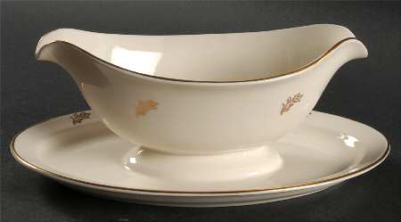 Brown Iris Gravy Boat with Attached Underplate by Lunning, Frederik