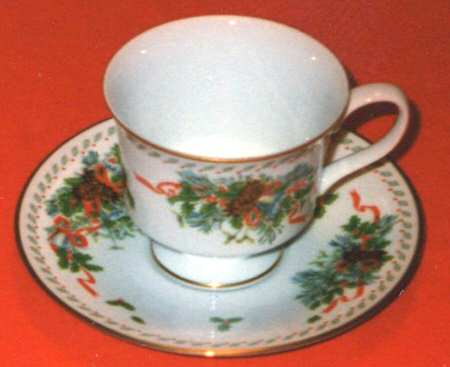Deck The Halls Footed Cup & Saucer Set