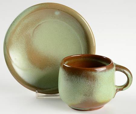 Lazy Bones Prairie Green Flat Cup & Saucer Set