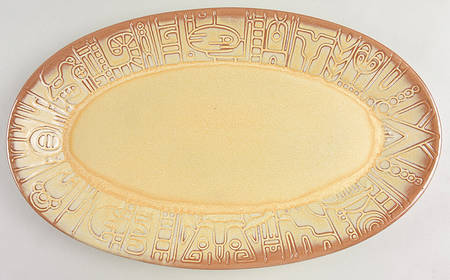 Mayan Aztec Desert Gold 17" Oval Serving Platter