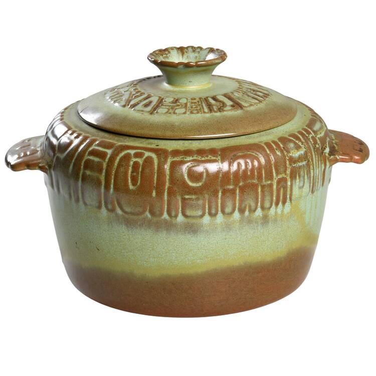 Mayan Aztec Prairie Green 2 Qt Round Covered Casserole
