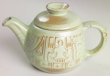 Mayan Aztec Prairie Green Mini Teapot & Lid