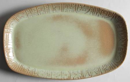 Mayan Aztec Prairie Green 13" Oval Serving Platter