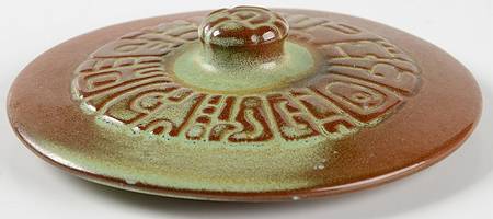 Mayan Aztec Prairie Green Lid for 2 Qt Round Covered Casserole