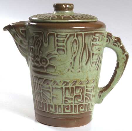 Mayan Aztec Prairie Green Teapot & Lid