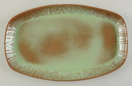 Mayan Aztec Prairie Green 14" Oval Serving Platter