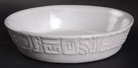 Mayan Aztec White Sand (Front and Back) 8" Round Vegetable Bowl