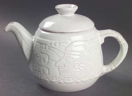 Mayan Aztec White Sand (Front and Back) Teapot & Lid