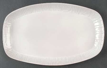 Mayan Aztec White Sand (Front and Back) 14" Oval Serving Platter