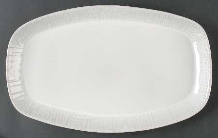 Mayan Aztec White Sand (Front and Back) 13" Oval Serving Platter