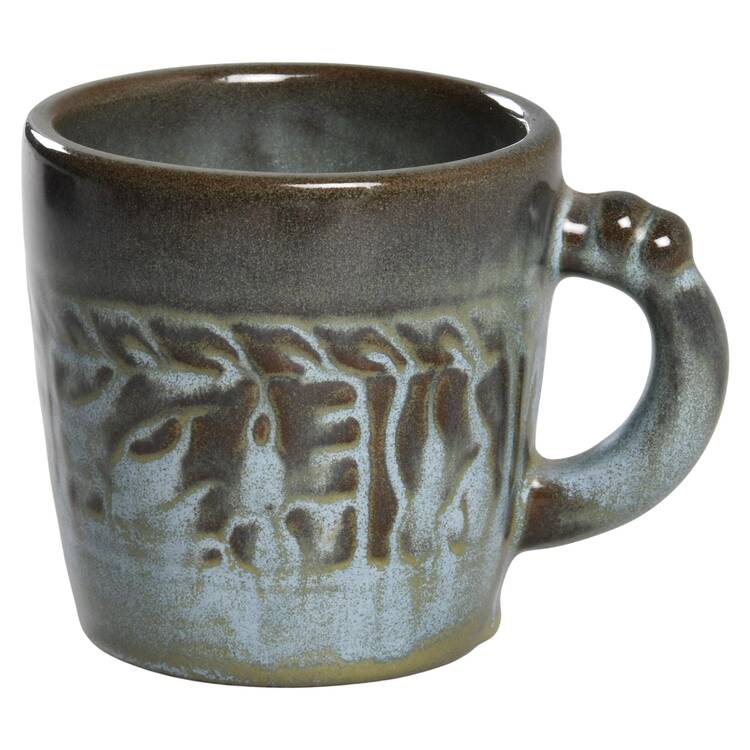 Mayan Aztec Woodland Moss Flat Cup by Frankoma