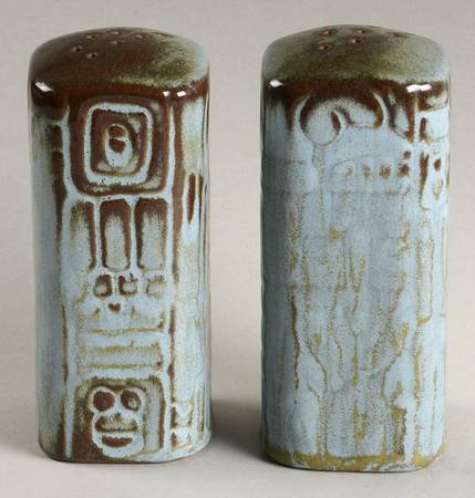 Mayan Aztec Woodland Moss Salt & Pepper Set by Frankoma