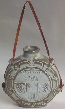 Mayan Aztec Woodland Moss Canteen with Leather Hanger