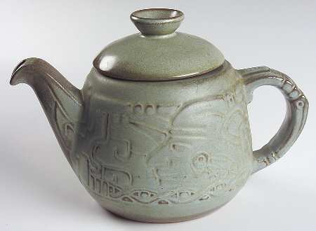 Mayan Aztec Woodland Moss Teapot & Lid by Frankoma