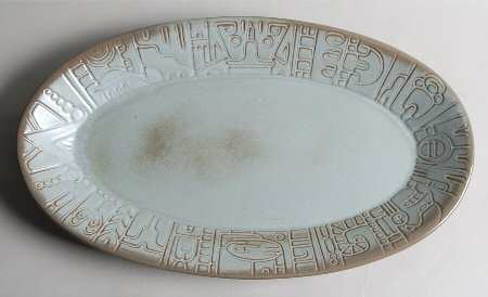 Mayan Aztec Woodland Moss 17" Oval Serving Platter