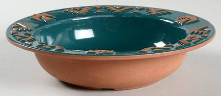 Native American Teal Rim Soup Bowl