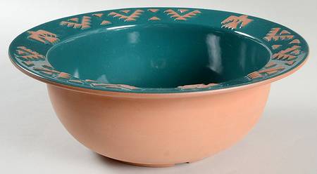 Native American Teal 10" Round Vegetable Bowl
