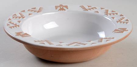 Native American White Rim Soup Bowl