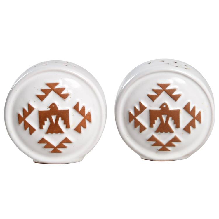 Native American White Salt & Pepper Set