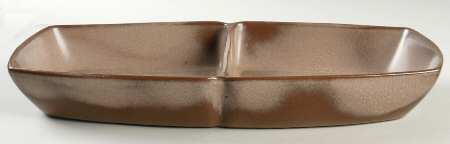 Plainsman Brown 13" Oval Divided Vegetable Bowl
