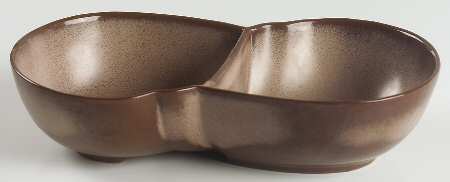Plainsman Brown 10" Oval Divided Vegetable Bowl